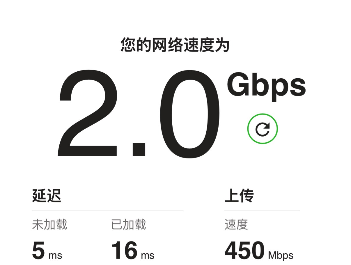 Phone speed test screenshot on installation day
